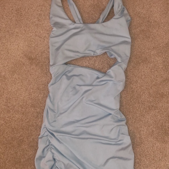 String Along Ruched Mini Dress (Blue) - Picture 2 of 3